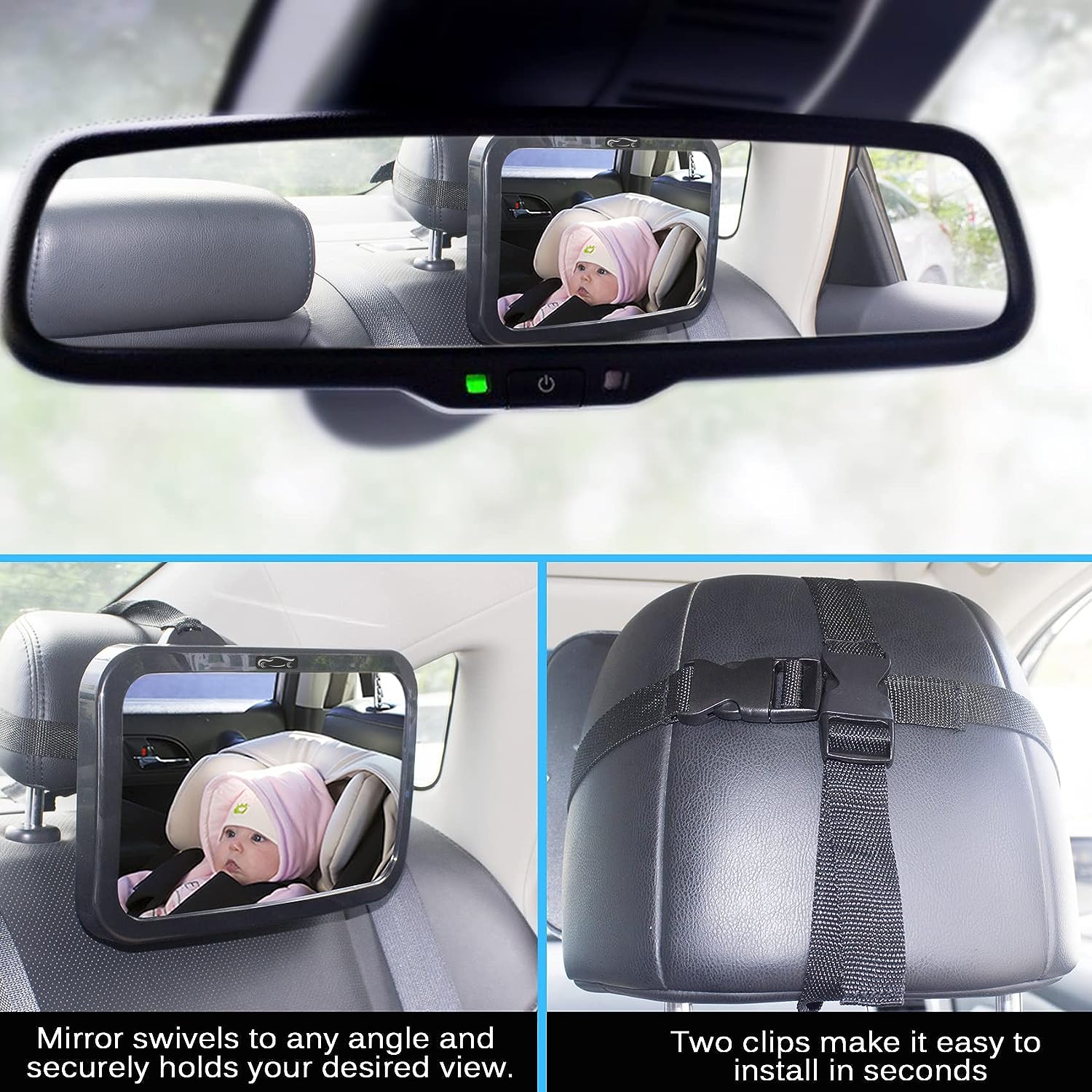Shynerk Baby Car Mirror, Safety Car Seat Mirror for Rear Facing Infant with Wide Crystal Clear View, Shatterproof, Fully Assembled, Crash Tested and Certified - Image 5